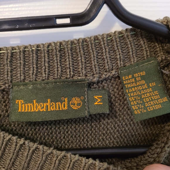 Timberland Heavy Knit Relaxed Sweater - Men's Medium Casual Pullover, Dark Green - Picture 8 of 8